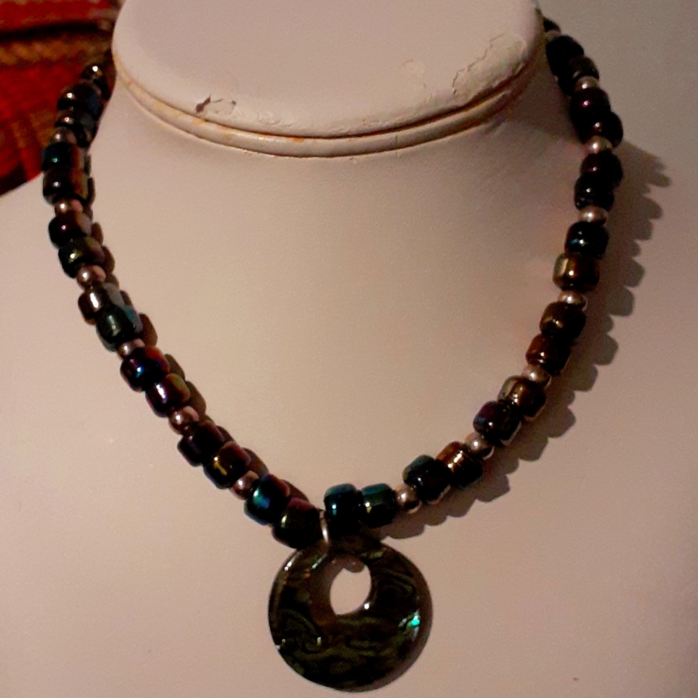 Abalone majestic blue antique necklace
